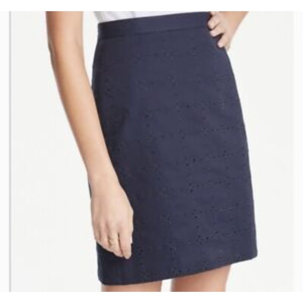 Ann Taylor Navy Blue Eyelet Skirt Size 12